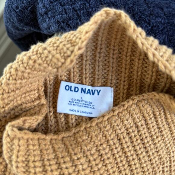 Old Navy Cozy Mock-Neck Tunic Sweater Tan and Black Size Large -K0191 - Picture 5 of 6